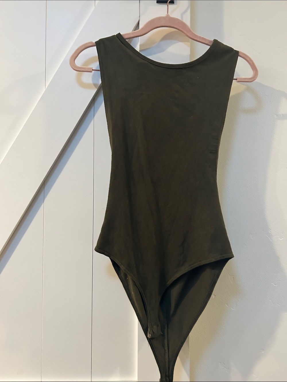 Charlotte Russe Olive Green  women’s  faux suede Sleeveless One-Piece Bodysuit